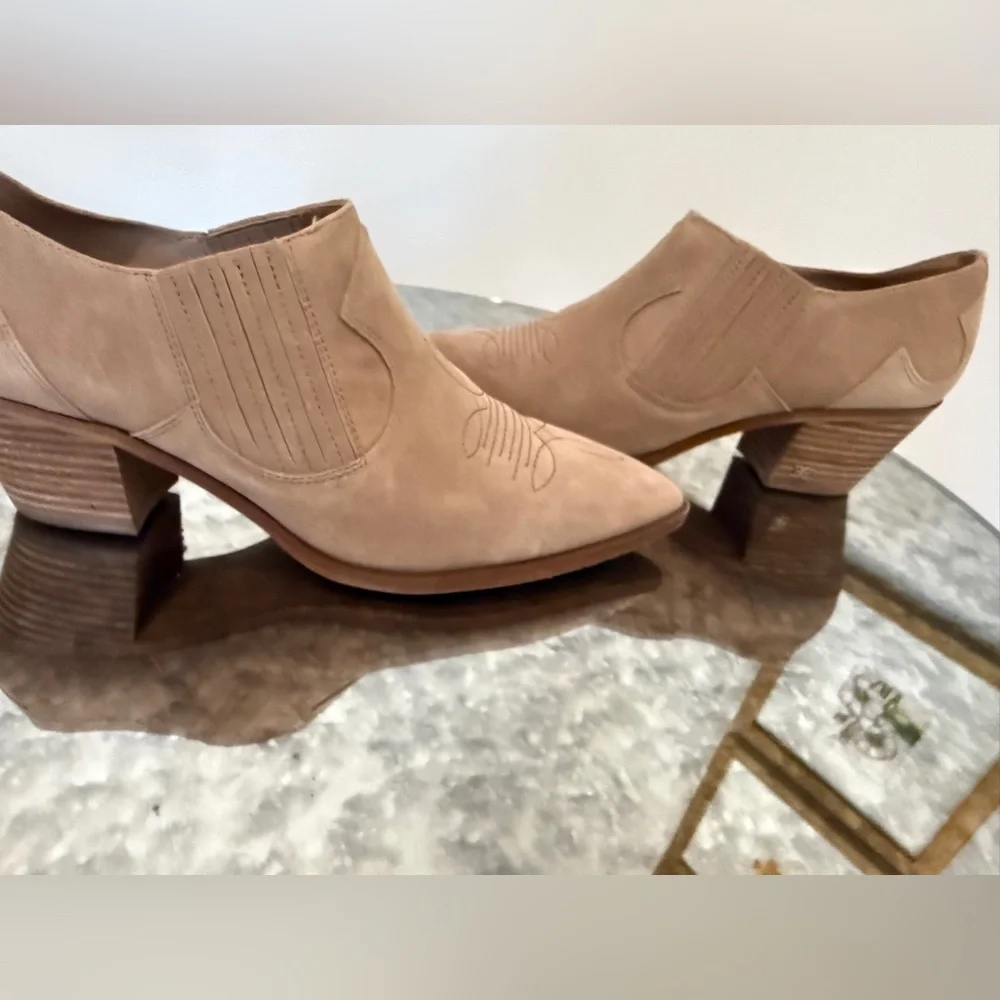 Sam Edelman Beige Suede Ankle Boots Size 11 - Picture 5 of 12